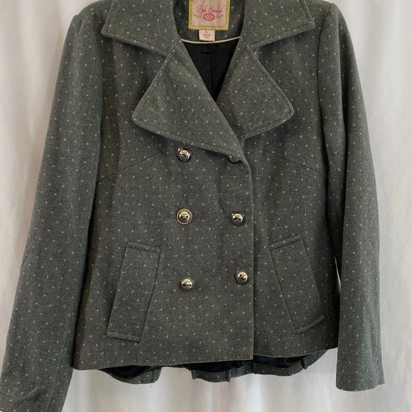 Pink Envelope Gray & White Mini Polka Dot Blazer Jacket NWOT Women's Size L - Picture 10 of 11